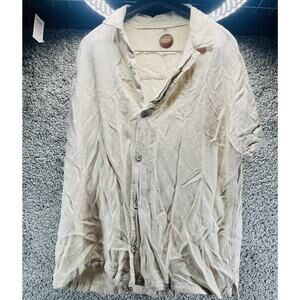 Men’s Common People Button Up Collared Beige Cream Color Size XLarge Relaxed Fit